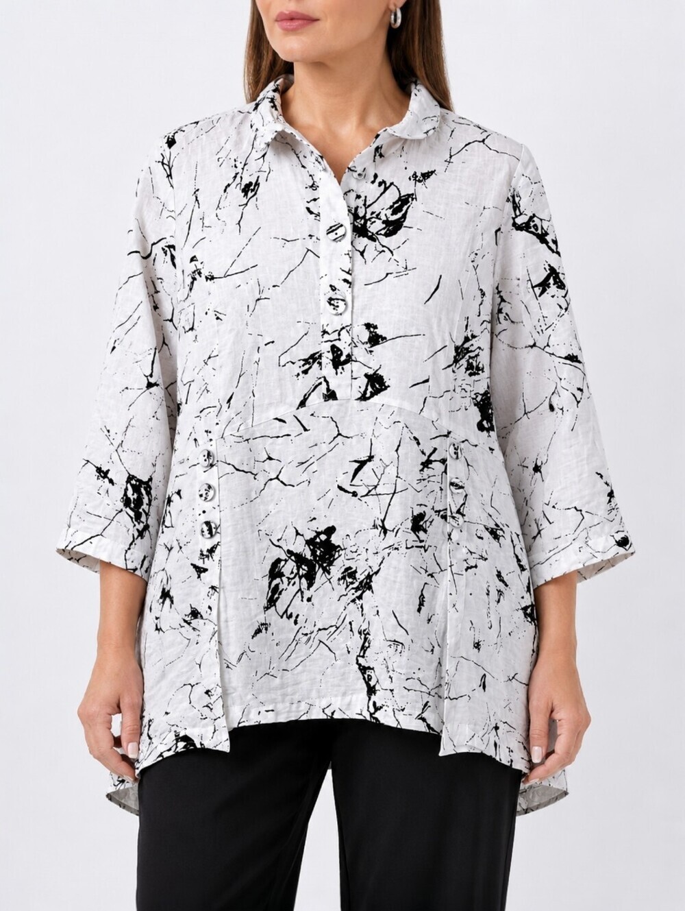 Habitat Abstract Print Art To Wear Tunic Top Lagenlook XL